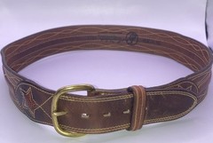 Vintage Larry Mahan Tooled Embroidered Leather Belt 6511 size 34
