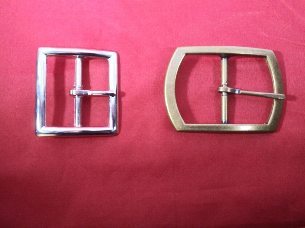 2 Plain Belt Buckle, Silver Color; Brass Color, Excellent Condition, 1.75&Prime; Belt