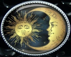 Esoteric Belt Buckle – Celestial Sun & Moon Astrology Handmade Buckle – 36