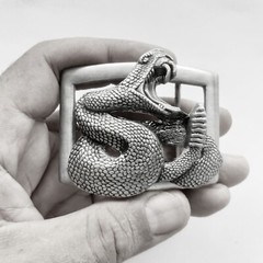 Rattle Snake 925 Silver Belt Buckle Animal Jewelry Gift Men Made in USA
