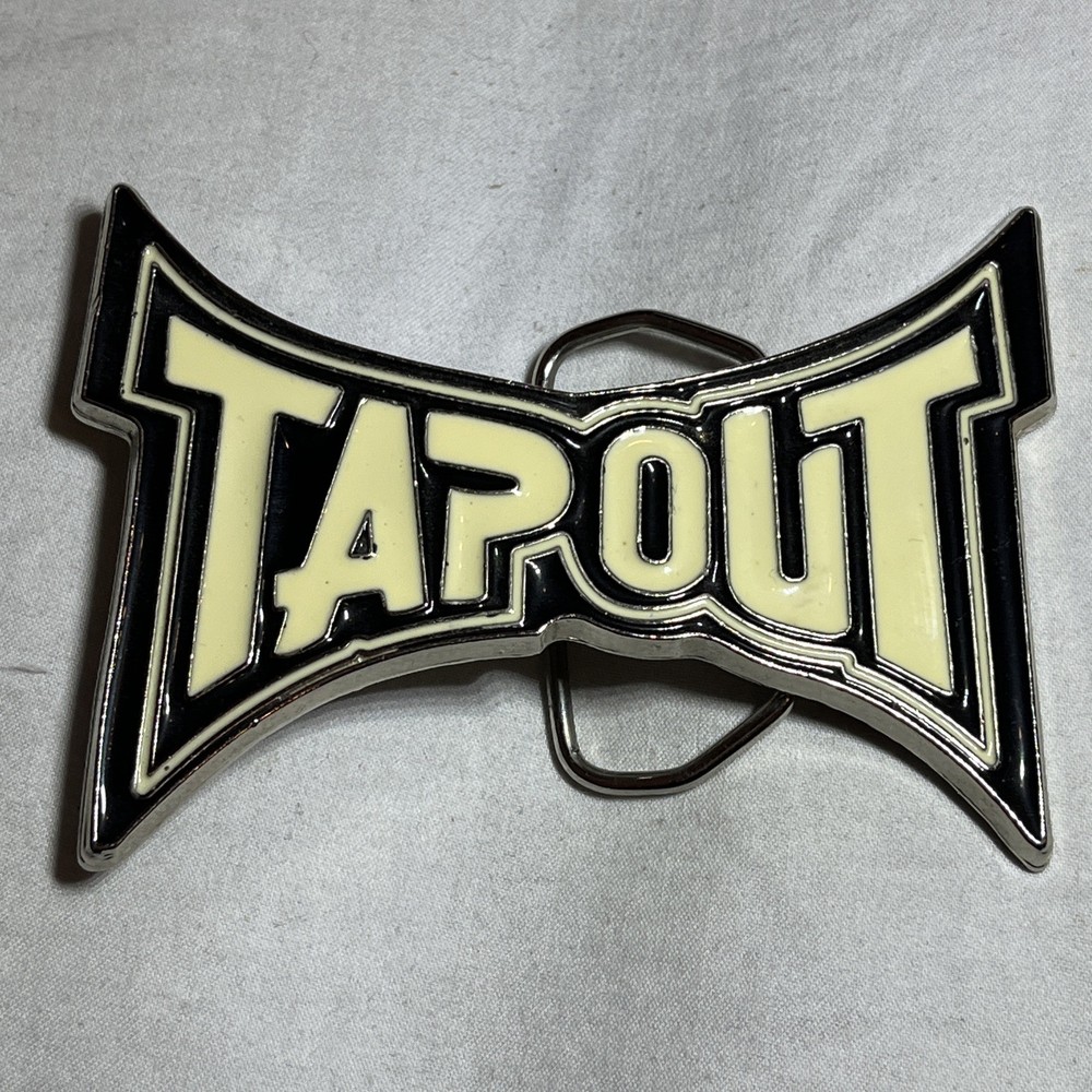 Tapout Logo Black & Off White Enamel MMA Mixed Martial Arts Metal Belt Buckle