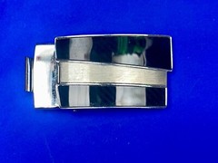 Replacement Silver And Black Line Pattern Vintage Retro Belt Buckle