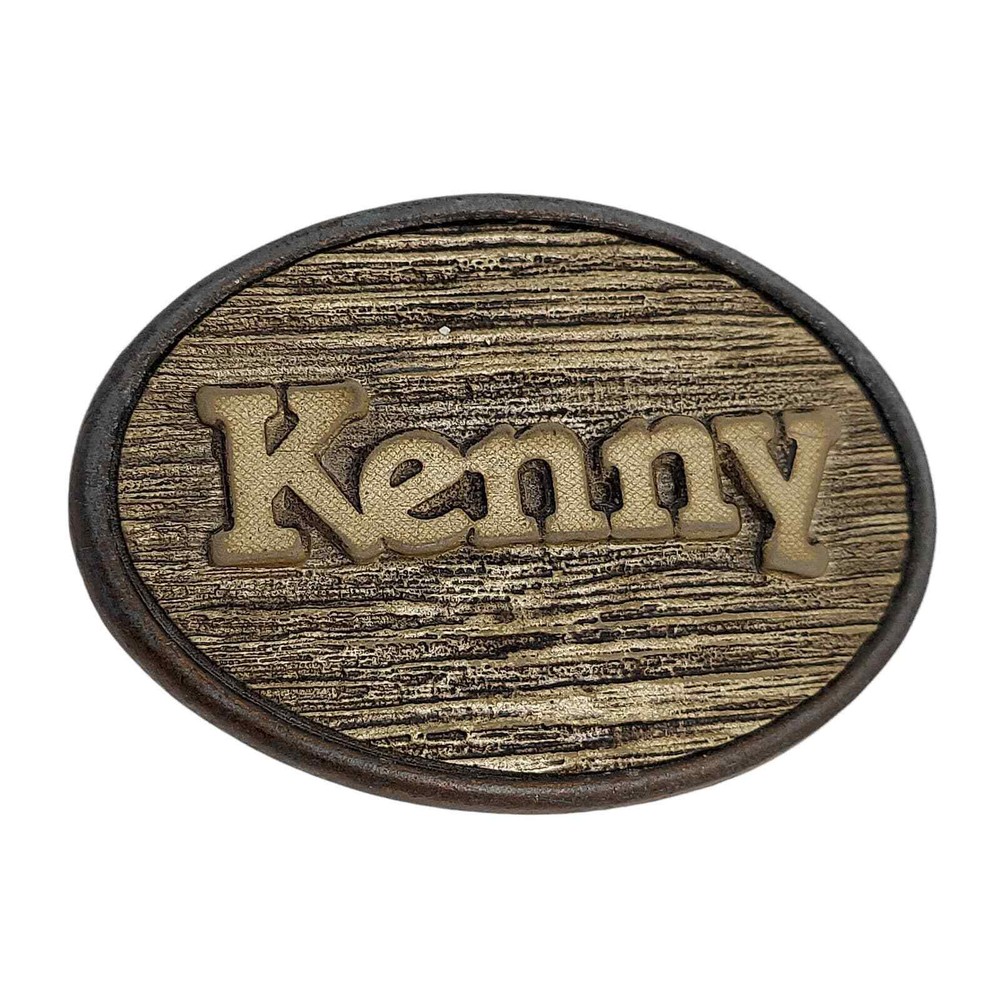 Vintage Oden Name Kenny Belt Buckle fits 1&Prime; Wide Belt Metal Textured Brass Tone