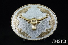 Western Cowboy Bull Head Belt Buckle 2 Tones Gold & Silver Color #84SPB