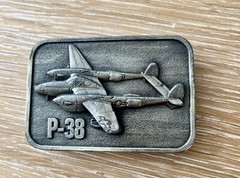 P-38 WWII Fighter Plane Vintage 80s Belt Buckle Military Air Force USA Western