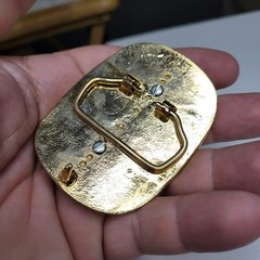 Vtg NOS Goldtone Belt Buckle Screw Oval Bezel Gemstone Blank Cabochon 22x30mm