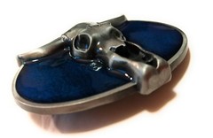 ✖ WESTERN Skull Cowboy Rodeo Style ✖ Belt Buckle Buck ✖ blue antique silver