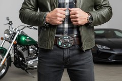 Men Western Belt Buckle Silver Metal Revolver Pistol Gun Feather Bull Turquoise