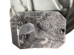 Nocona Mens Belt Buckle 3.75 x 2 in Cowboy Roper Western Rodeo Silver 1.5