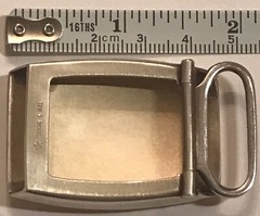 B.A.BALLOU & CO. STERLING/14K FRONT MONOGRAMMED “DGP” BUCKLE-1 3/4”X1 1/4”