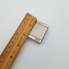 Silver Tone 2.5&Prime; x 1.75&Prime; Belt Buckle Square Marked ITALY for 40cm Belt or 1 5/8&Prime;