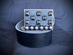 “Arrival Over the Nile” Studded Pyramid Lthr OOAK Buckle Darren McNeese