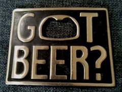 « Got Beer » Belt Buckle – Bottle Opener! Men&rsquo;s Large Silver Belt Buckle Beer Wear