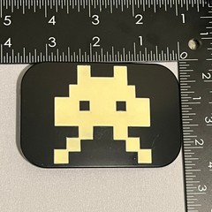 Space Invader Belt Buckle Black Yellow Retro Pixel Arcade Metal Collectible