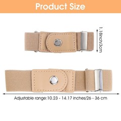 Ptwola 2 Pcs Men Side Belts No Buckle Elastic Belt Without One Size, Beige