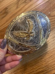 Silver and gold tone eagle belt buckle W made in Mexico— 36’