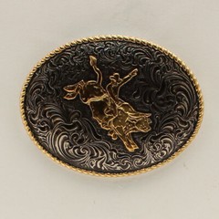 Crumine Bull Rider Motif Oval Antique Belt Buckle C02105