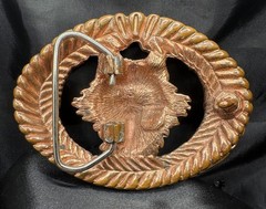 Dire Wolf Scalloped Western Metal Belt Buckle Cowboy Style Made in U.S.A EJC &rsquo;95