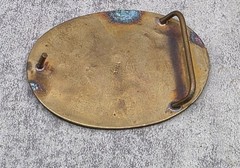 Vintage Mexican Alpaca Silver Belt Buckle Abalone Shell Inlay Thunderbird Oval