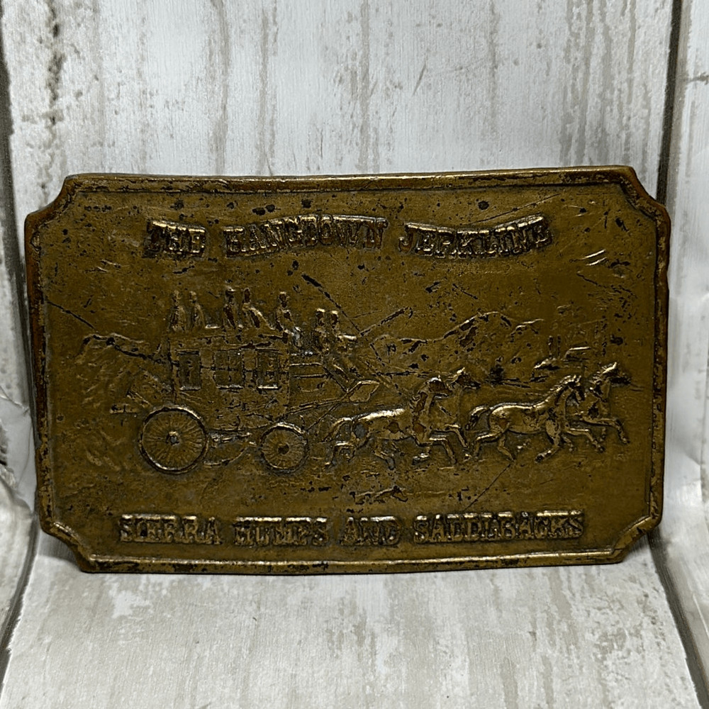 Vintage Belt Buckle The Hangtown Jerklined Sierra Humps and Saddlbacks Wagon