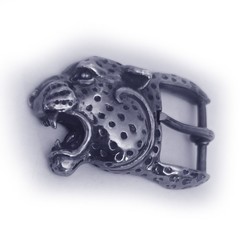 Black Jaguar Angry Head Sterling Silver Belt Buckle