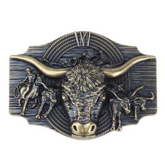 Tauren Ancient Silver Belt Buckle Metal Smooth Buckle 4.0 Cowboy for Men