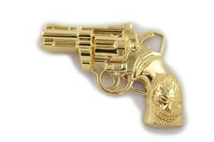 Men Women Buckle Gold Metal Western Cowboy Pistol Revolver Gun Weapon Fire Skull