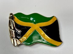 Jamaican Flag Jamaican Pride Silver Green Yellow & Black Patriotic Belt Buckle