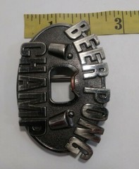 Beer Pong Champ Belt Buckle Bottle Opener Heavy Silvertone Metal Cup Ball Design