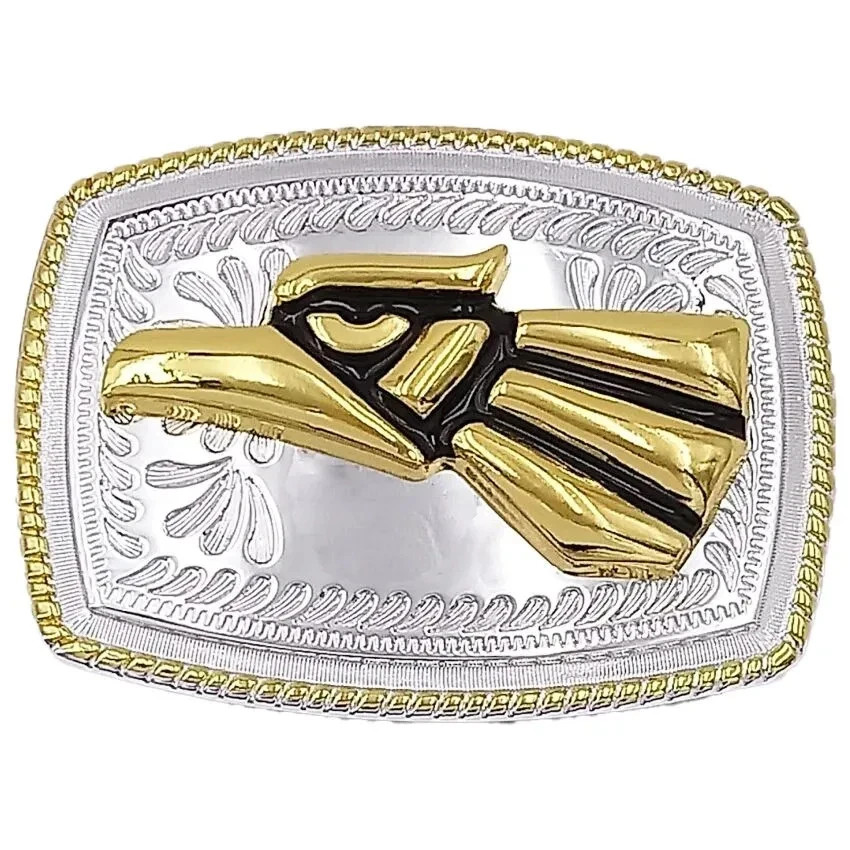 HECHO EN MEXICO EAGLE HEAD Belt Buckle Silver GOLD