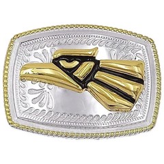 HECHO EN MEXICO EAGLE HEAD Belt Buckle Silver GOLD