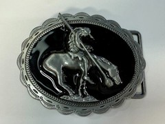 End of the Trail Native American Indian Saga Enameled Silver Color Belt Buckle