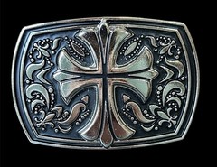 NEW CHROME RENAISSANCE CROSS BELT BUCKLE