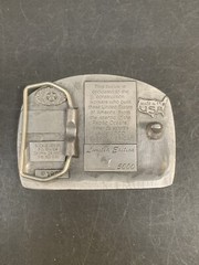 American Construction Worker Numbered 7/5000 Belt Buckle 1988 Made In USA Pewter