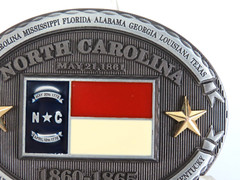 North Carolina NC State Flag Metal Belt Buckle CSA Southern States 3D New