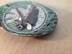 Vtg Enamel Bald Eagle In Flight Retro Belt Buckle Merica