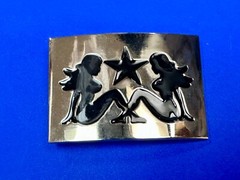 DOUBLE Sexy Mudflap Girl Truckers Silhouette Polished Reflective belt buckle