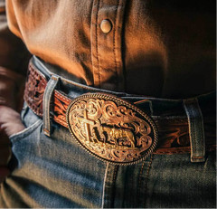 Montana Silversmiths Attitude Praying Christian Cowboy Western Oval Belt Buckle