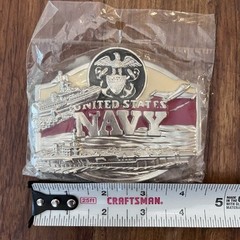 United States Navy Silver Toned Belt Buckle Painted NEW