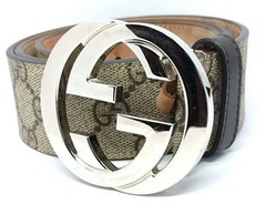 GUCCI Pre-Owned Interlocking Belt Beige Leather