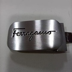 Ferragamo Silver Brushed Hollow Letter Design Belt Buckle for 35mm Leather Belt
