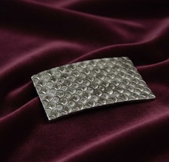 Rectangular Belt Buckle in Scale Design Vintage Antique Silver Look