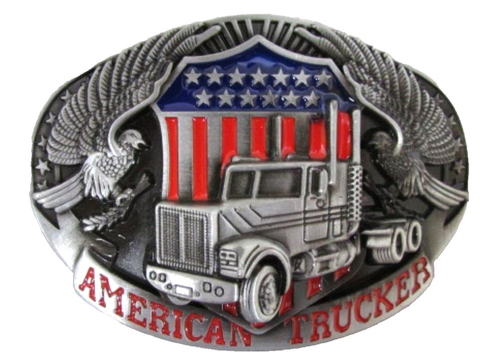American Trucker Eagle and Diesel Belt Buckle