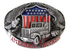 American Trucker Eagle and Diesel Belt Buckle
