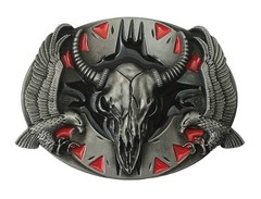 Bull Skull Belt Buckle Skeleton Skull with Horns Western Cowboy Mens