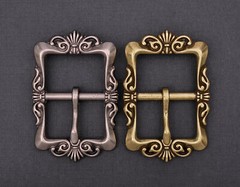 Retro Brass Flower Pin Center Bar Belt Buckle for Leather Belt Fit 33mm Strap