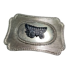 Vintage Belt Buckle Gold Tone Stagecoach History Country Western