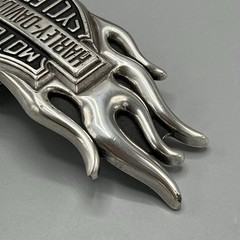Vintage Y2K Belt Buckle HARLEY DAVIDSON Motorcycle FLAMES Chrome Metal WESTERN