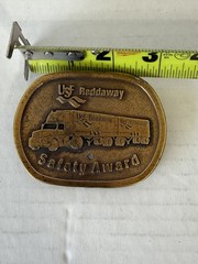 Vintage Belt Buckle, Brass, Reddaway Truck Line, Trucking, Semi Safety Award