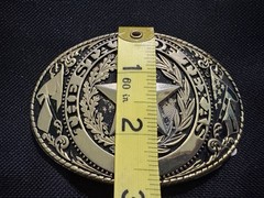 Texas Western State Oval Belt Buckle Star Accent Gold/Silver Metal 1.75in